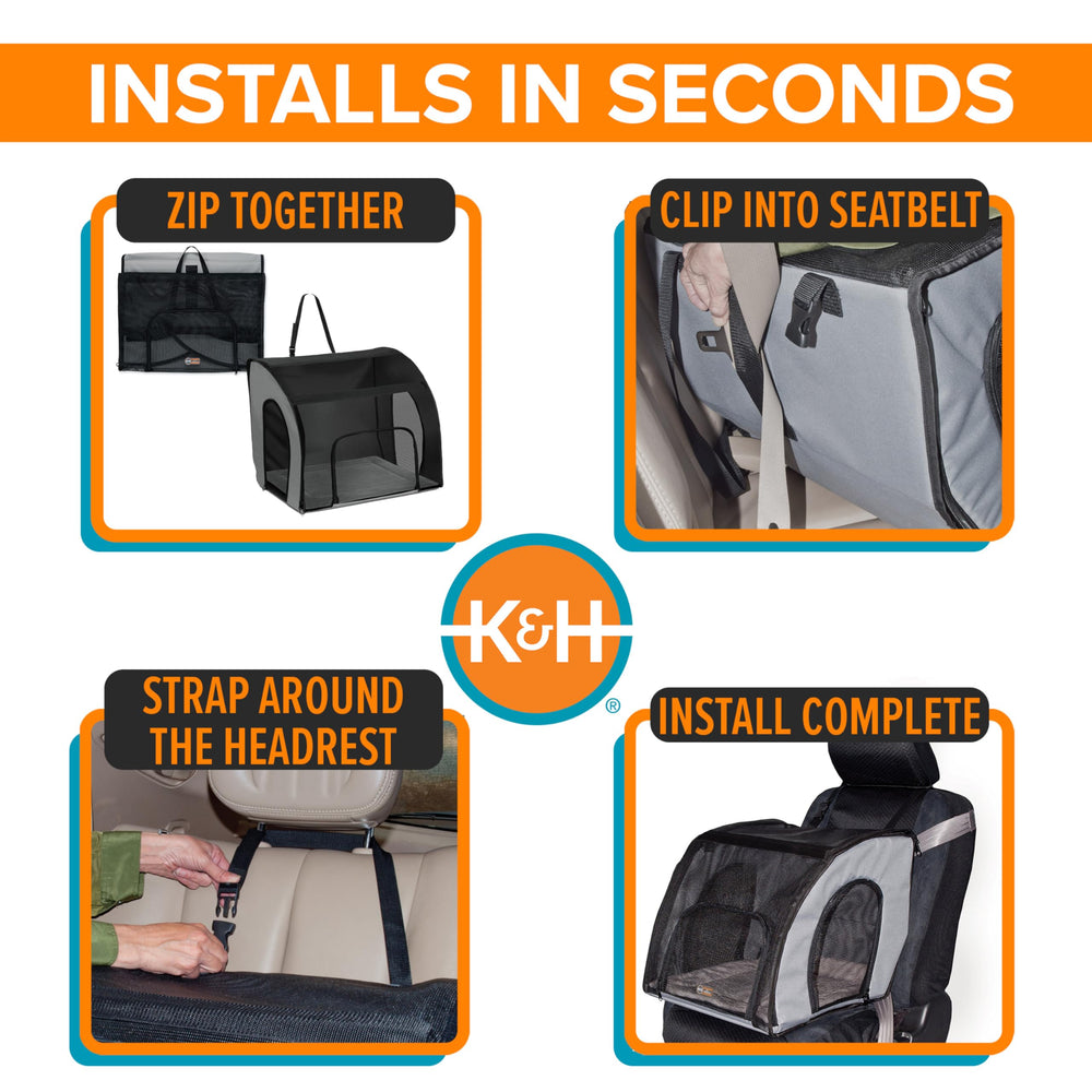 K&H Pet Products: diseño plegable, almacenamiento compacto en coche.