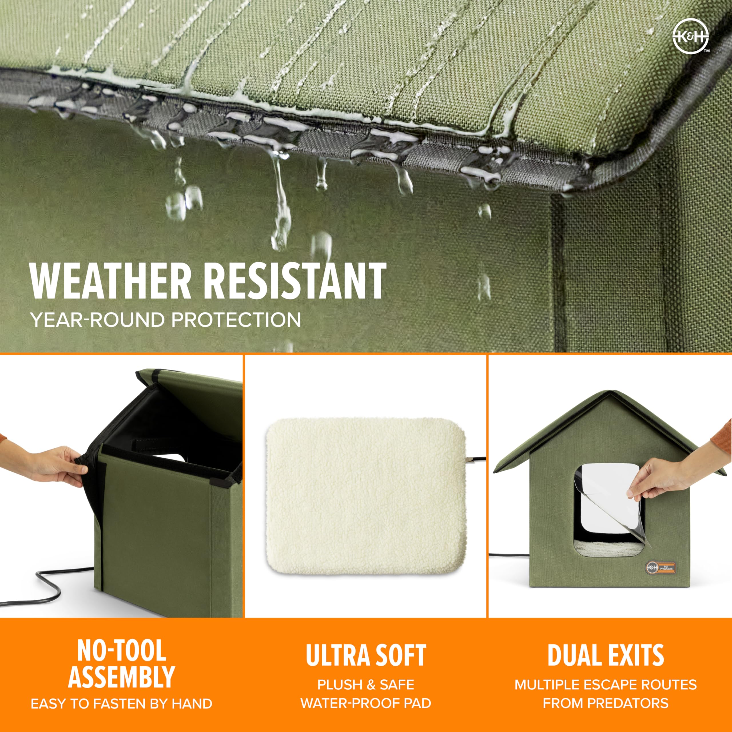 K&H Entradas-dobles-con-flaps, salida segura para gatos y clima