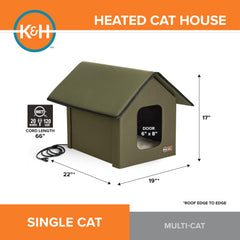 K&H Cama-caliente-20w-interior, calor cómodo para gatos dentro de la casa exterior