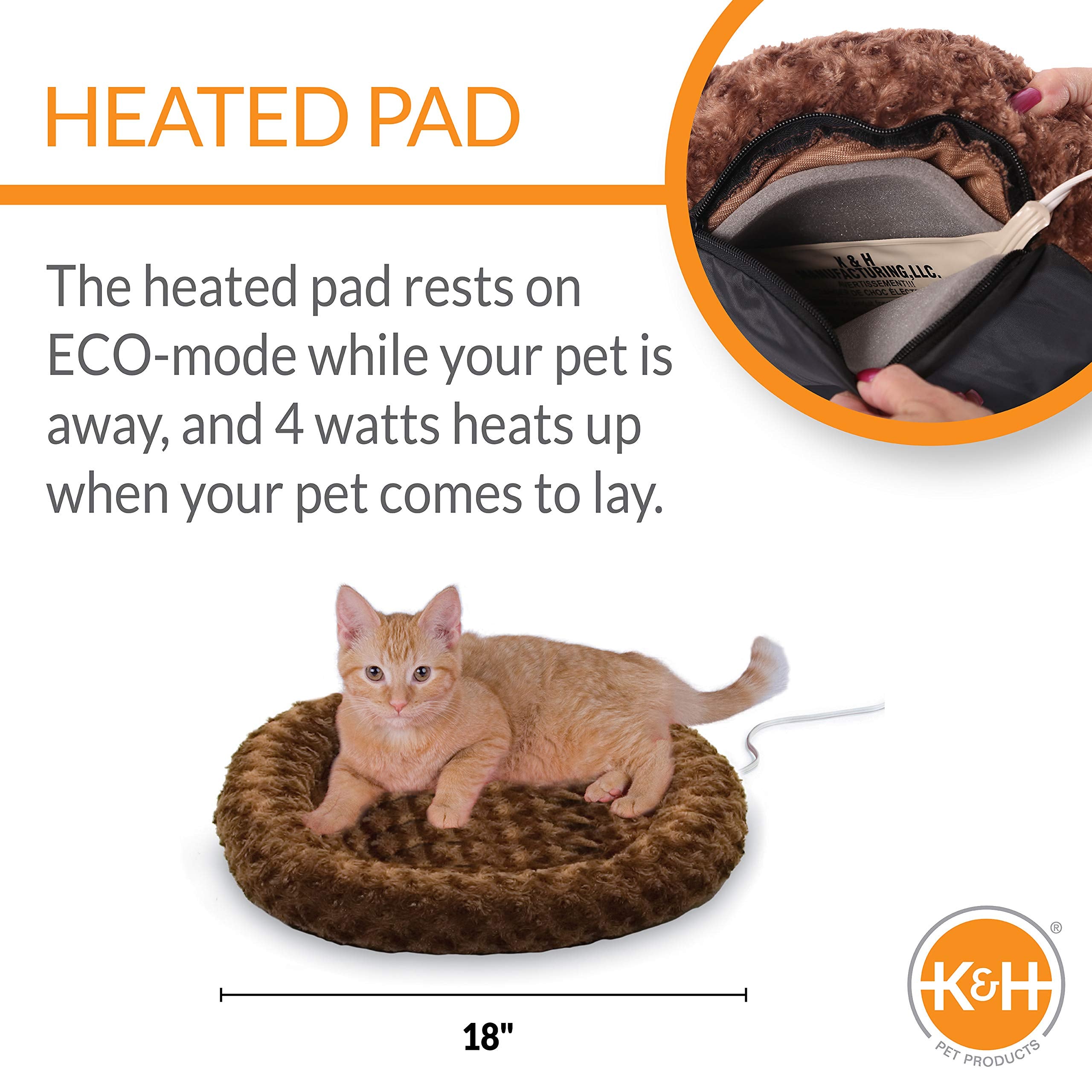 K&H Thermo-Kitty Fashion Splash termostato ajustable para calor cómodo cuando el gato está dentro.