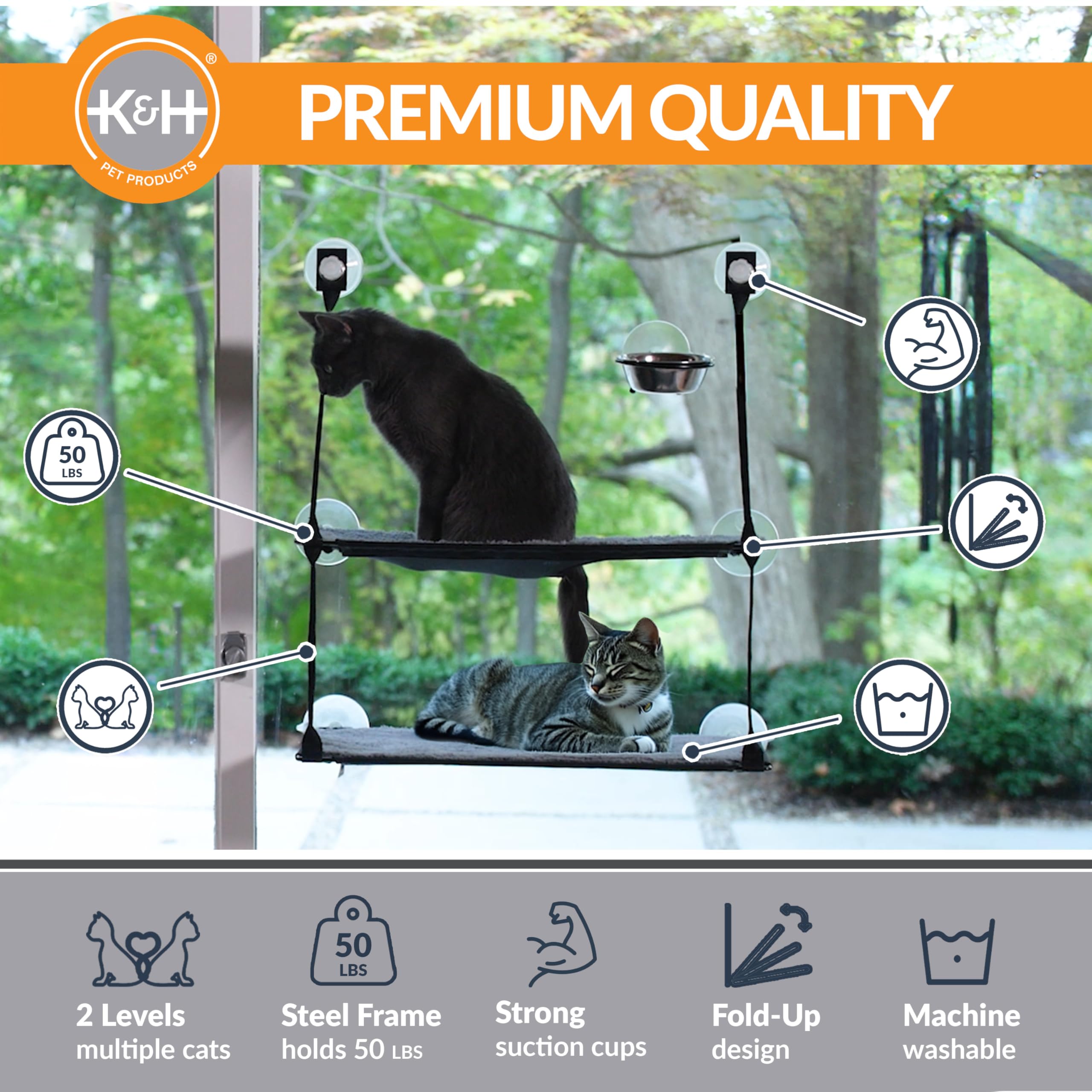 K&H EZ Mount Doble Pila Silla Ventana Gato 2: vista exterior desde altura.