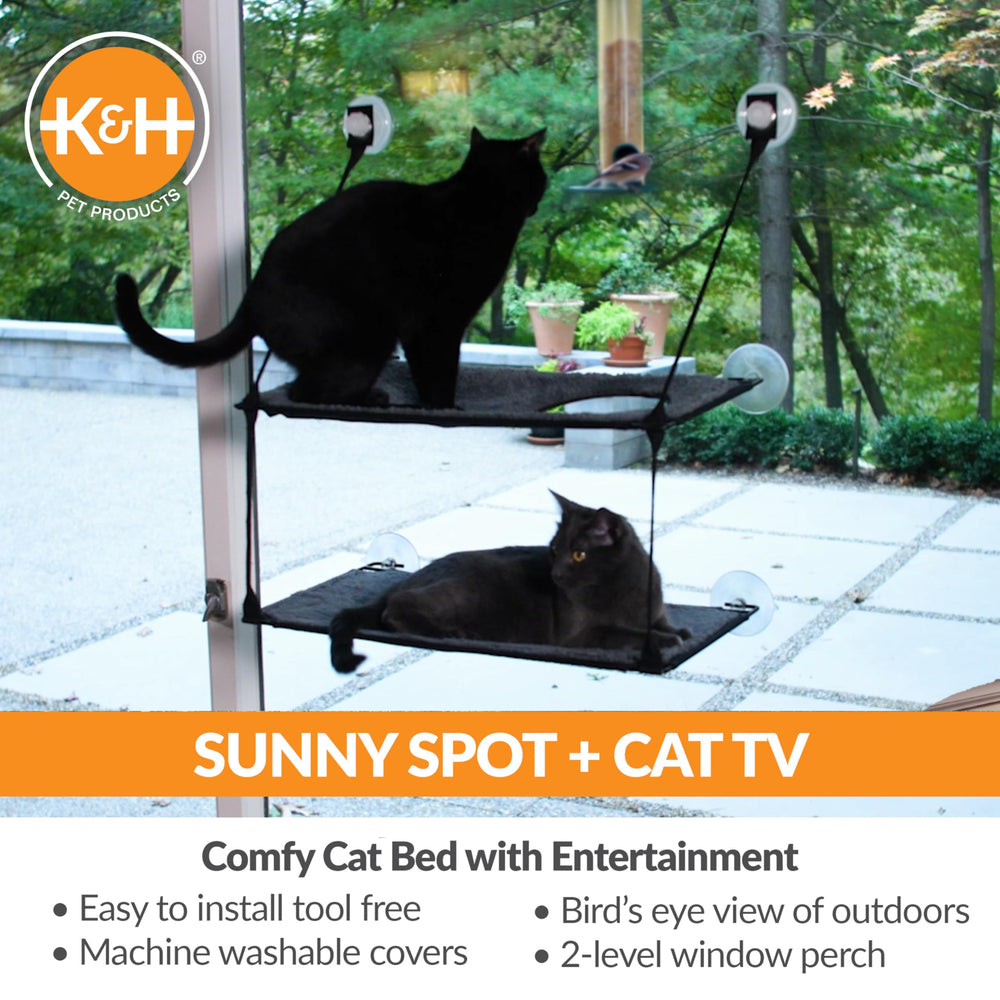 K&H EZ Mount Doble Pila Silla Ventana Gato 3: instalación rápida en vidrio.