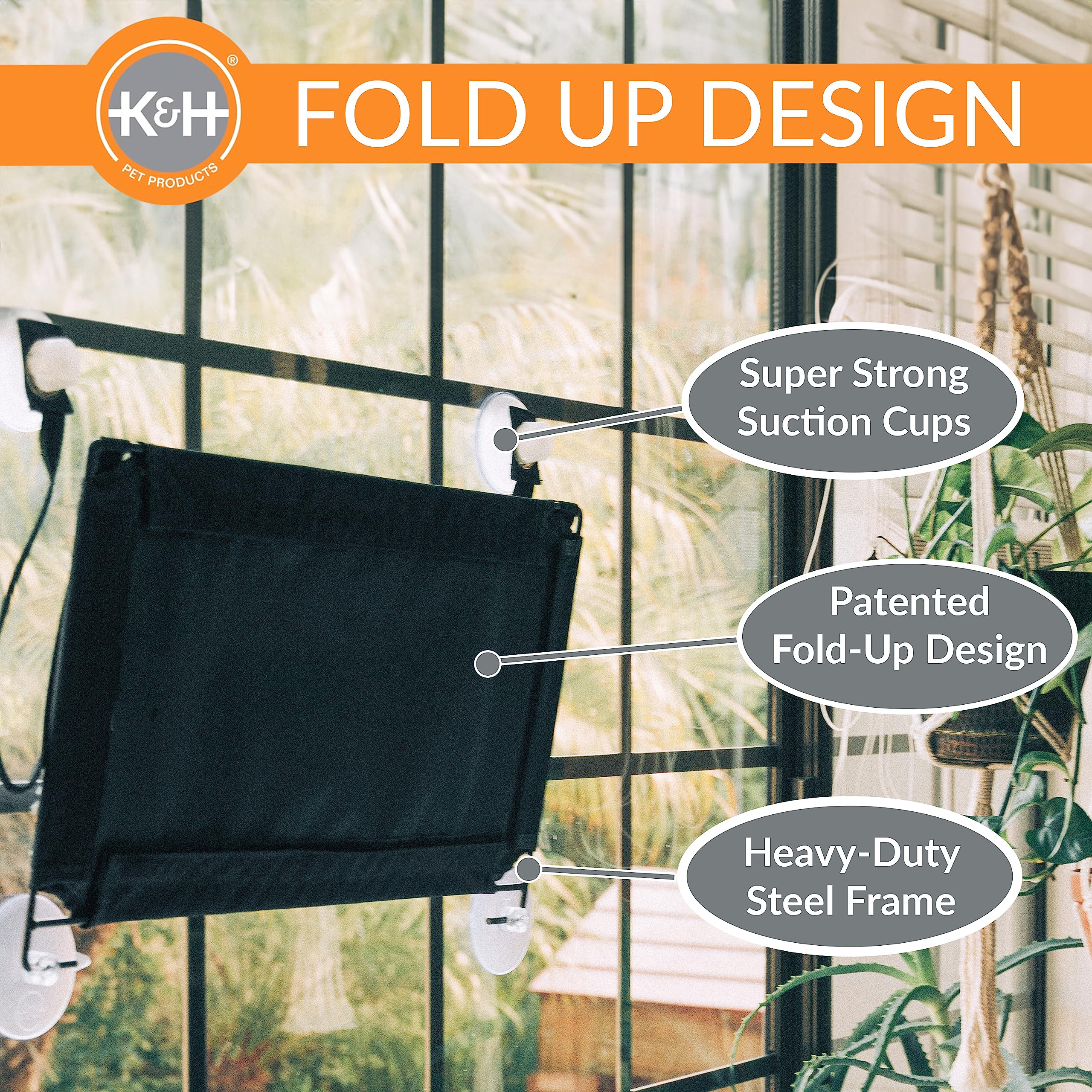 K&H EZ Mount Doble Pila Silla Ventana Gato 6: marco de acero duradero.