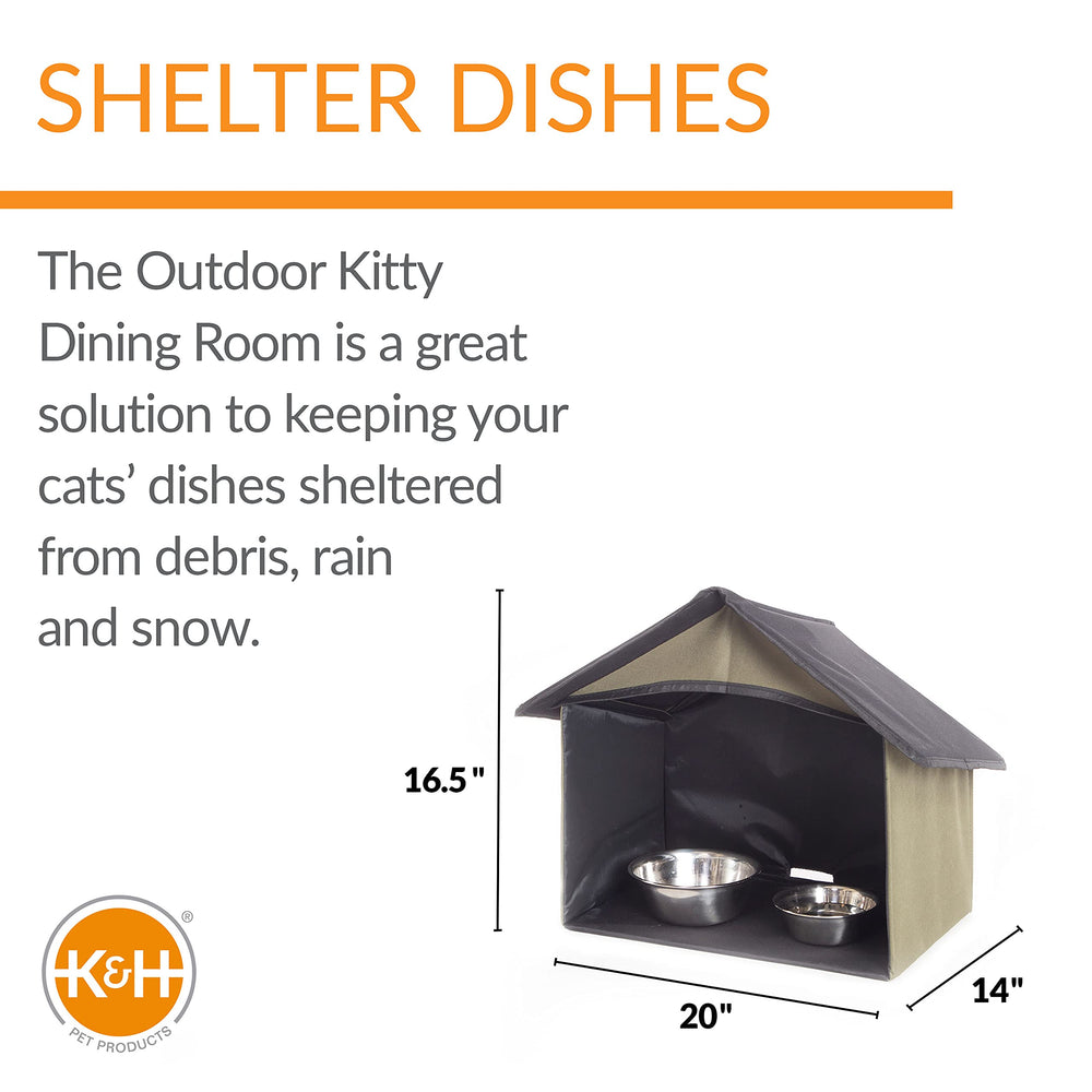K&H Dining Room en oliva, refugio exterior para gatos, montaje sencillo sin herramientas