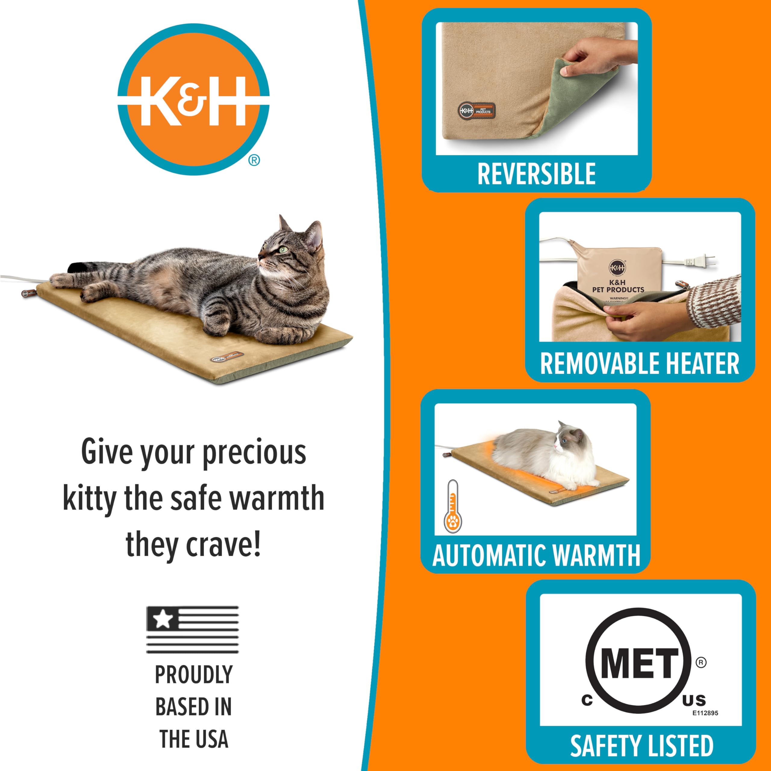 K&H Thermo-Kitty Mat: superficie suave y cálida para siestas cómodas.