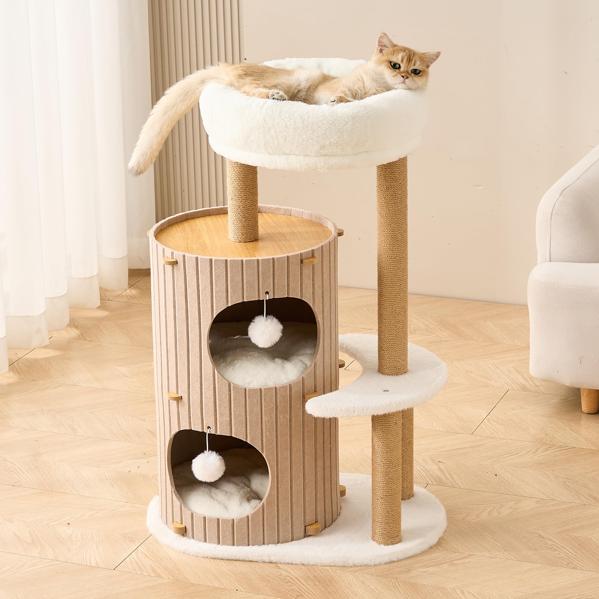 Kicari arbol-gato moderno bolas-colgantes estimulan juego interactivo.