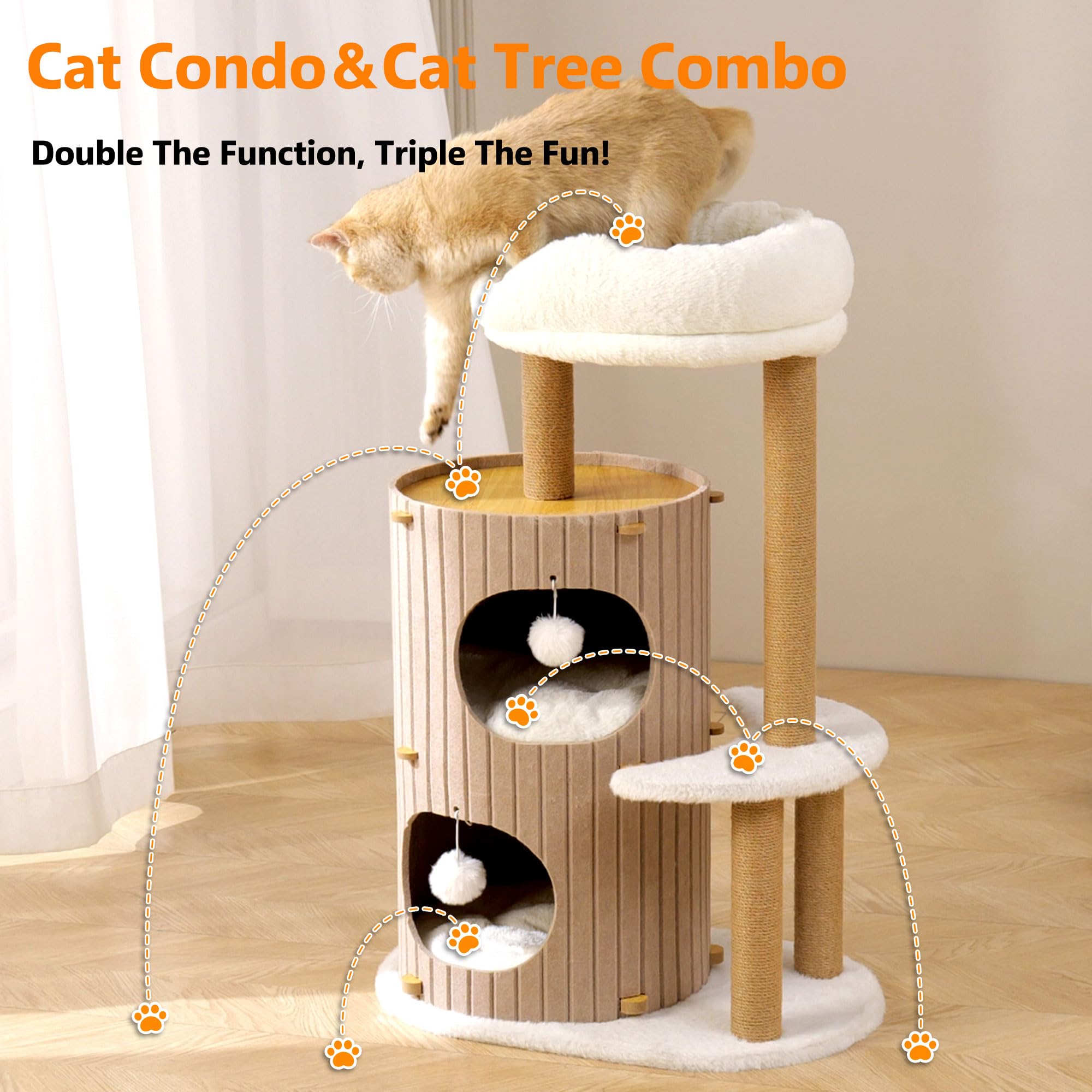 Kicari arbol-gato moderno percha-superior para observar y relajarse desde altura.