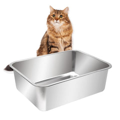 Bandeja Kichwit abierta para gatos en acero inoxidable, limpieza práctica