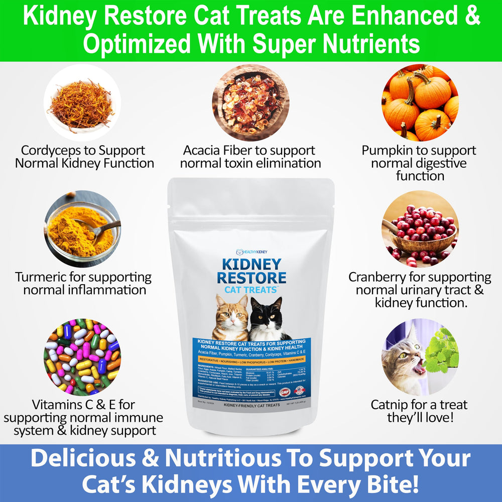 Kidney Restore: gato consumiendo el tratamiento, snack sabroso para dieta renal.