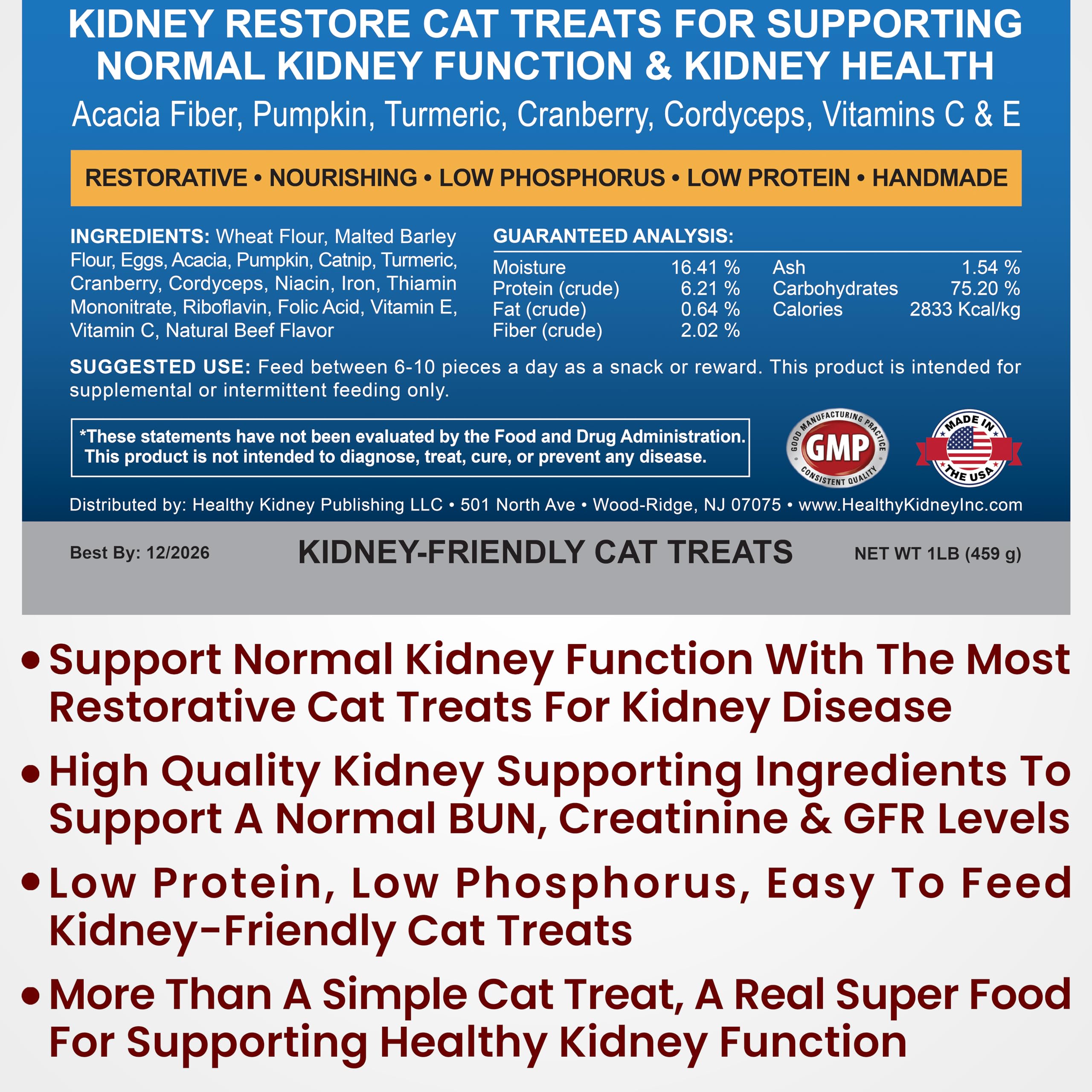 Kidney Restore: ingredientes clave cúrcuma y arándano para apoyo renal.