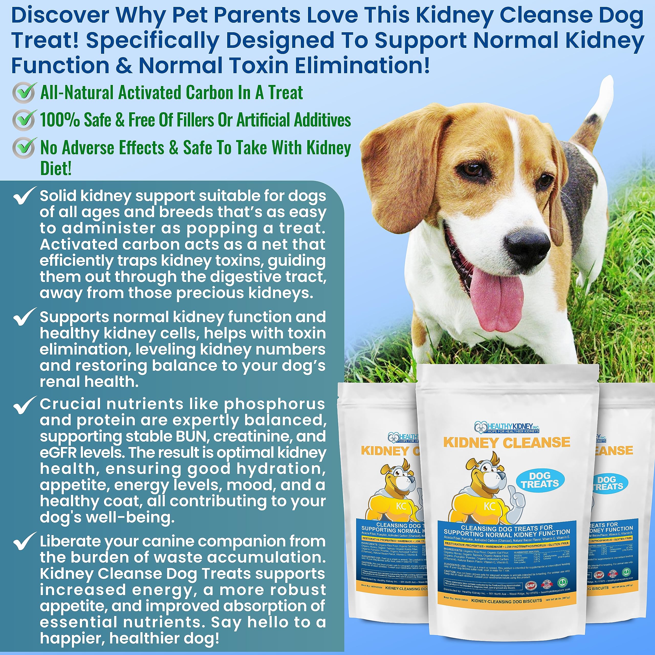 Kidney Restore snack para perros, complemento ideal en dietas bajas en proteína.