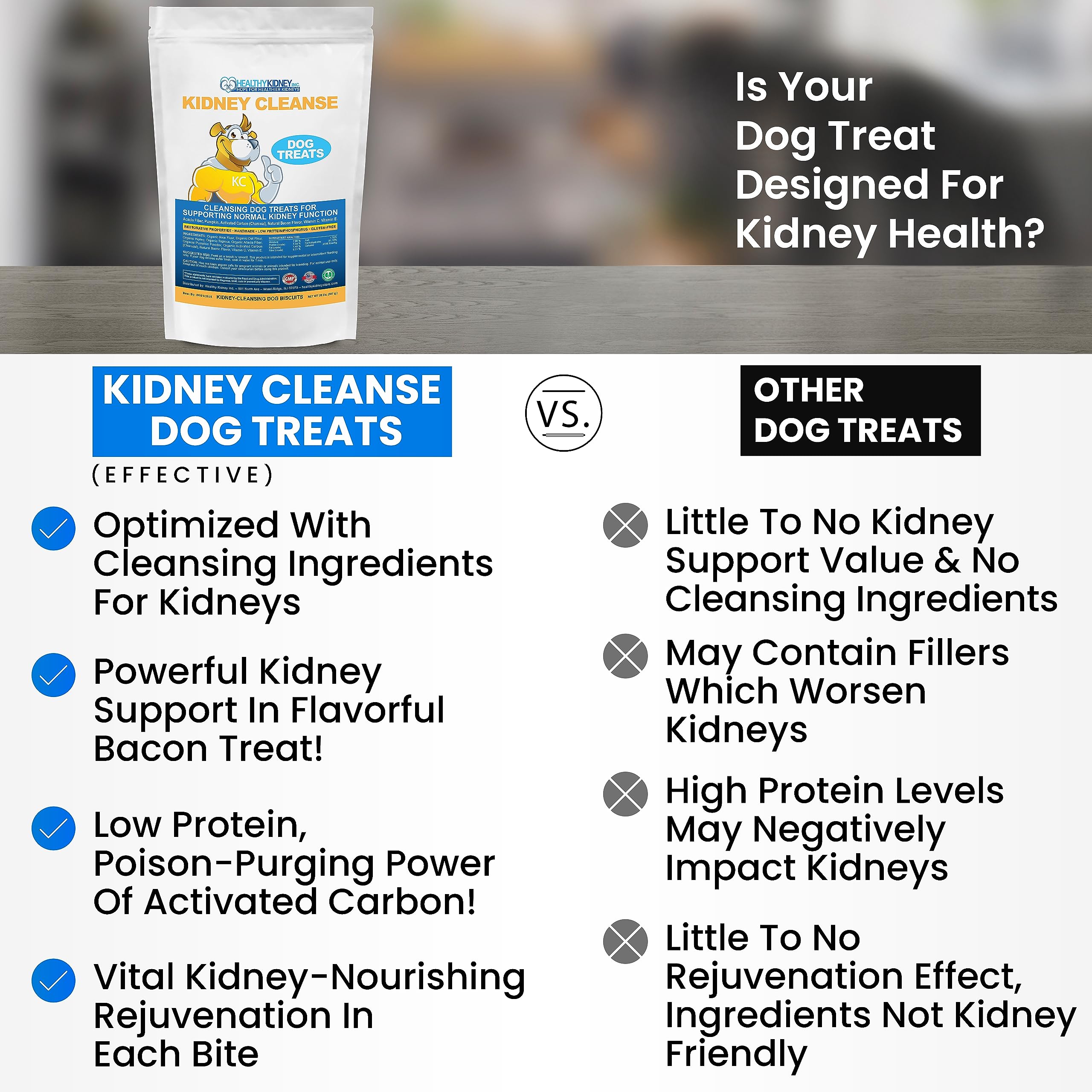 Kidney Restore sabor bacon con sodio reducido para bienestar renal.