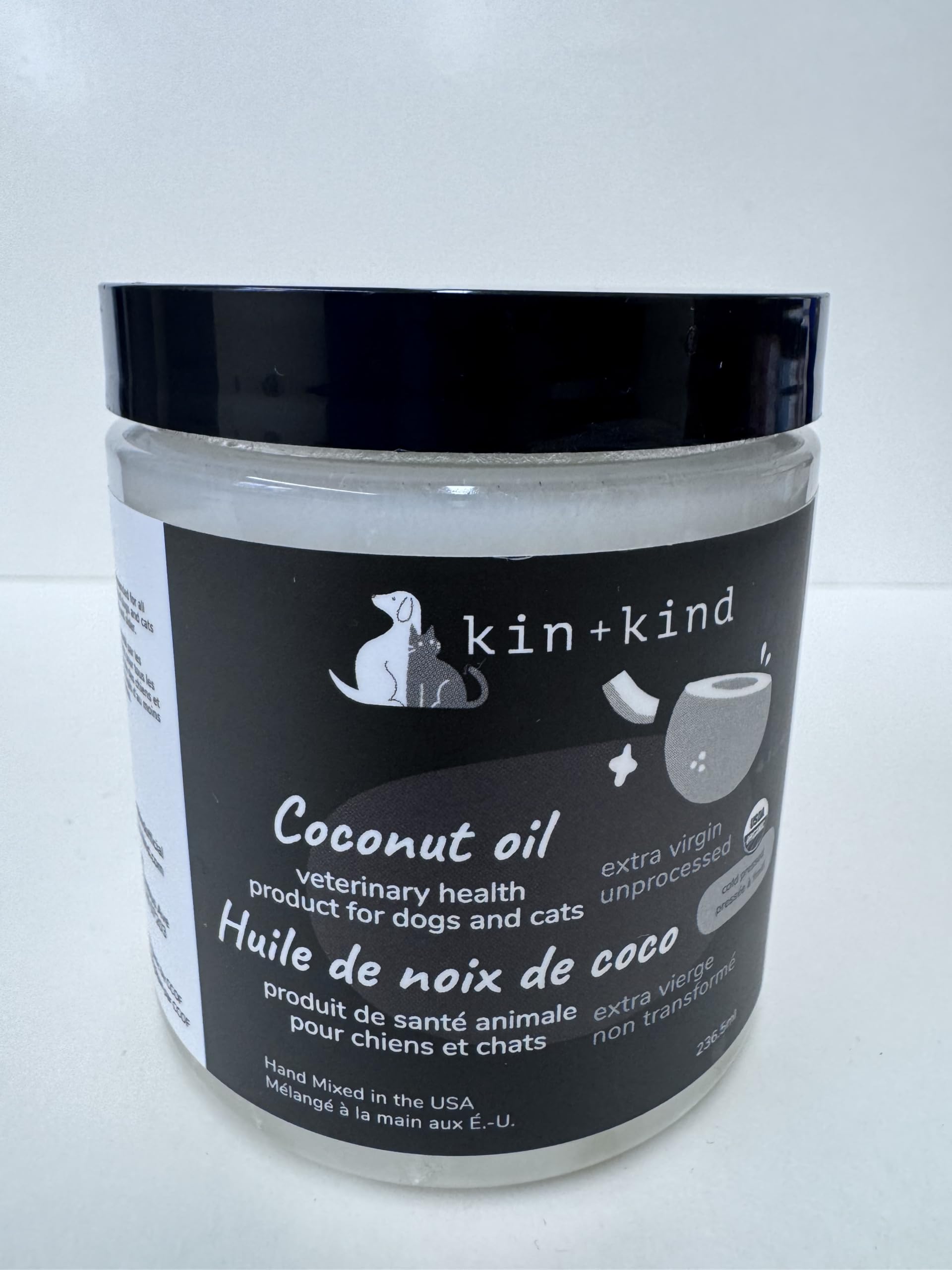 kin+kind Aceite de Coco Orgánico, pelaje suave y brillante en mascota.