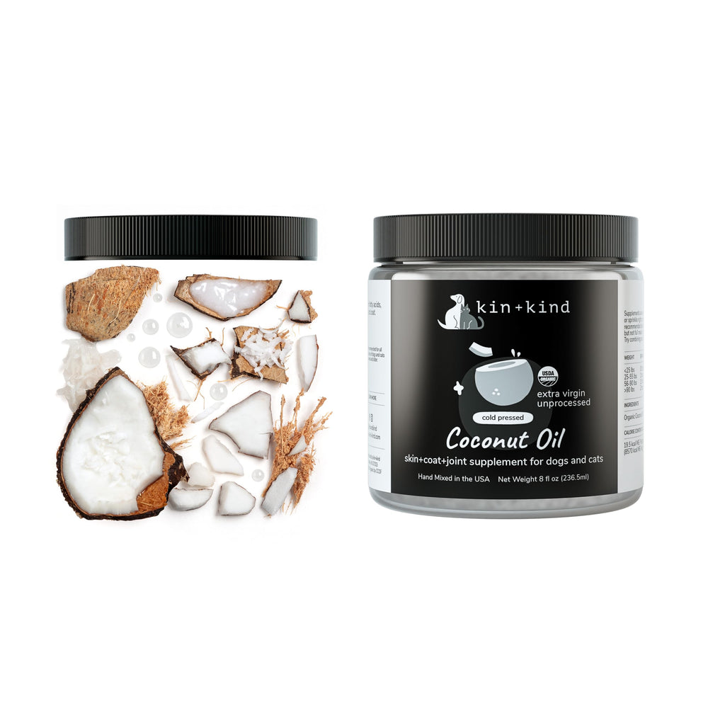 kin+kind Aceite de Coco Orgánico, sin aditivos para alimentación natural de mascotas.