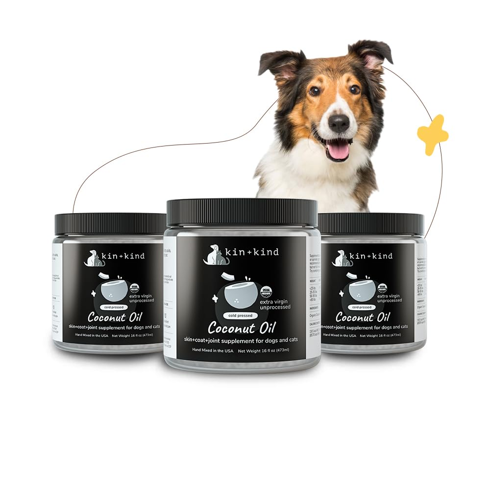 kin-kind aceite orgánico de coco en frasco para piel suave de mascotas