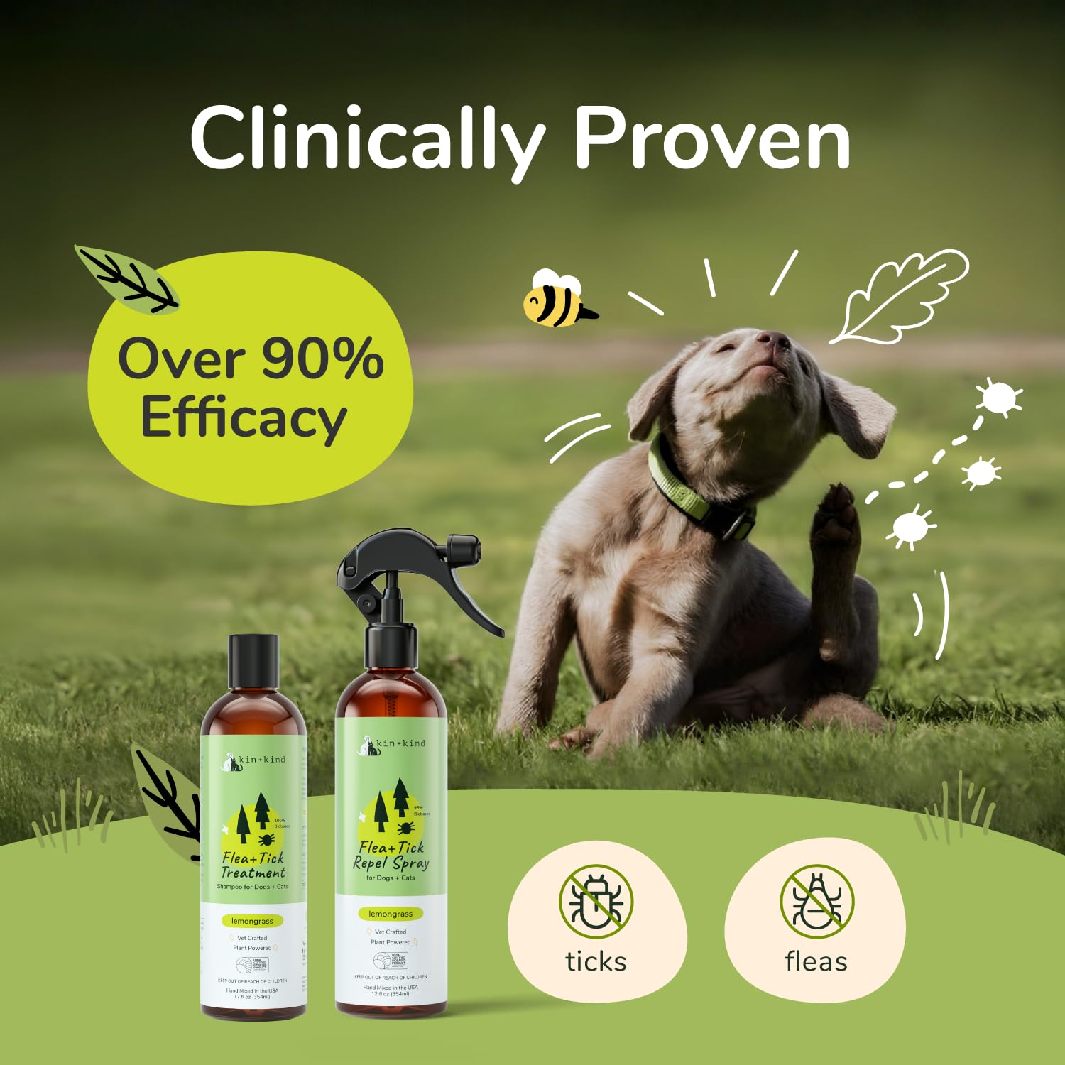 kin+kind: aplicación manual del spray, fácil de usar.