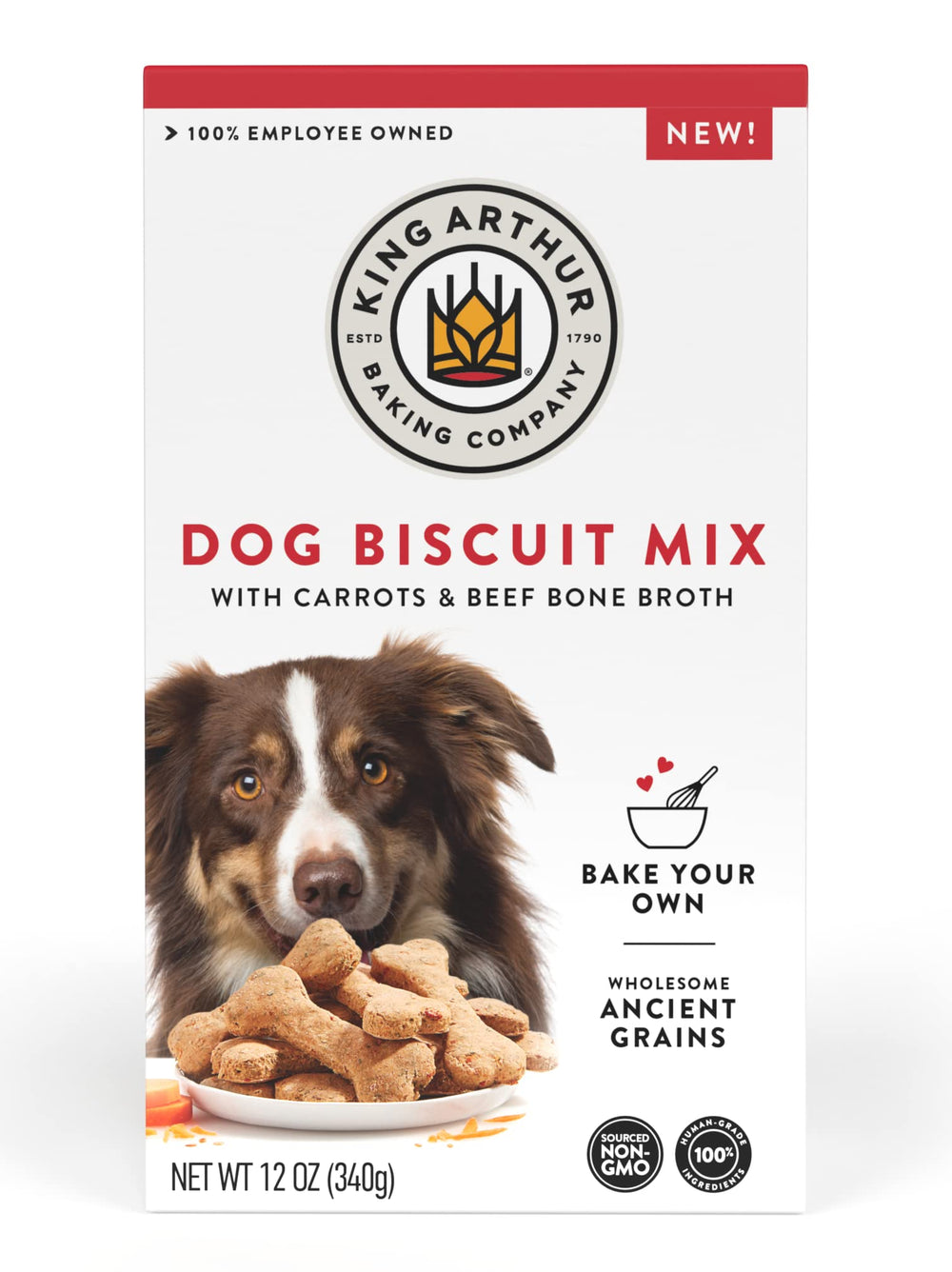 King Arthur: mezcla galletas para perro lista para hornear, sabor carne y zanahoria.