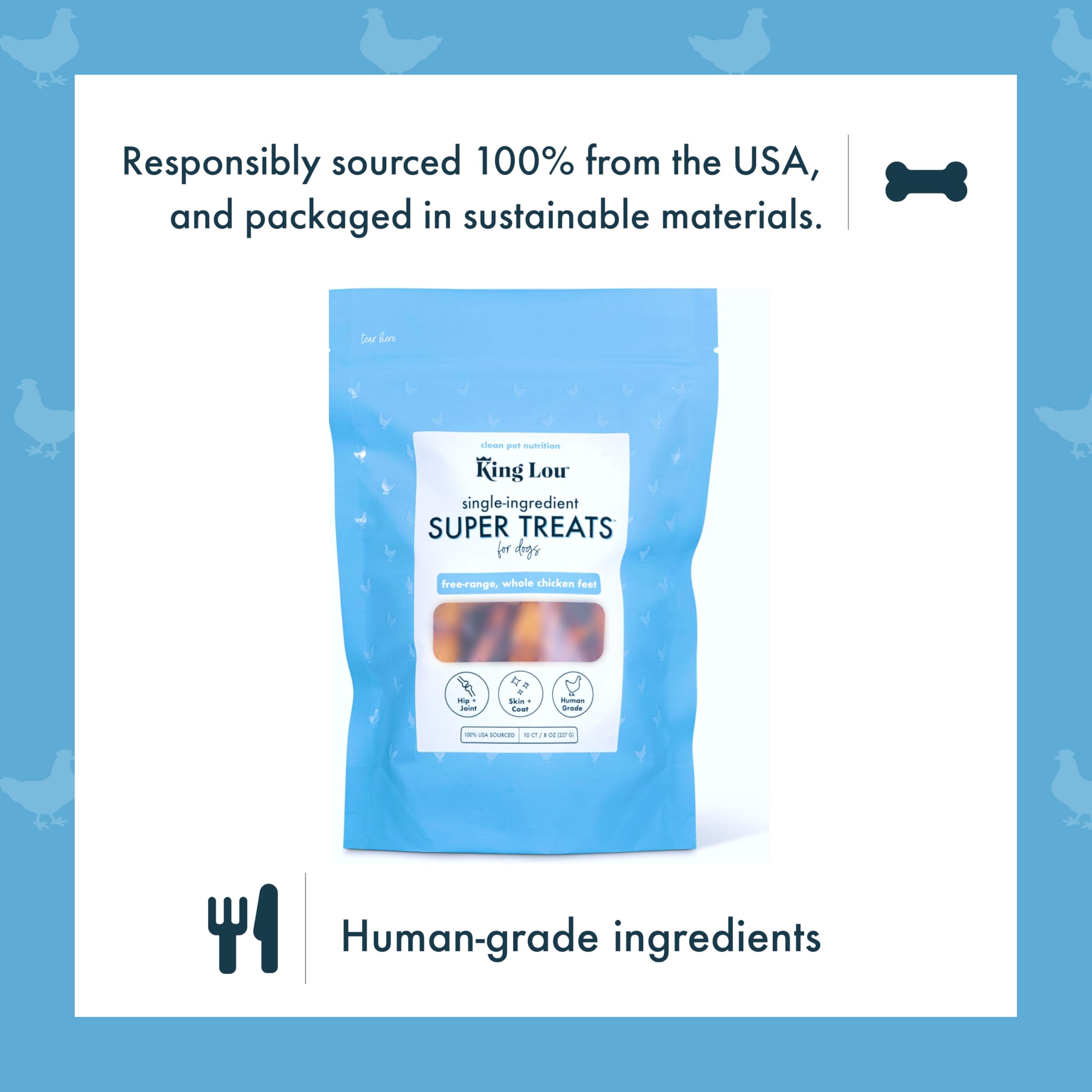 King Lou Pets deshidratado con bajo calor para conservar nutrientes.