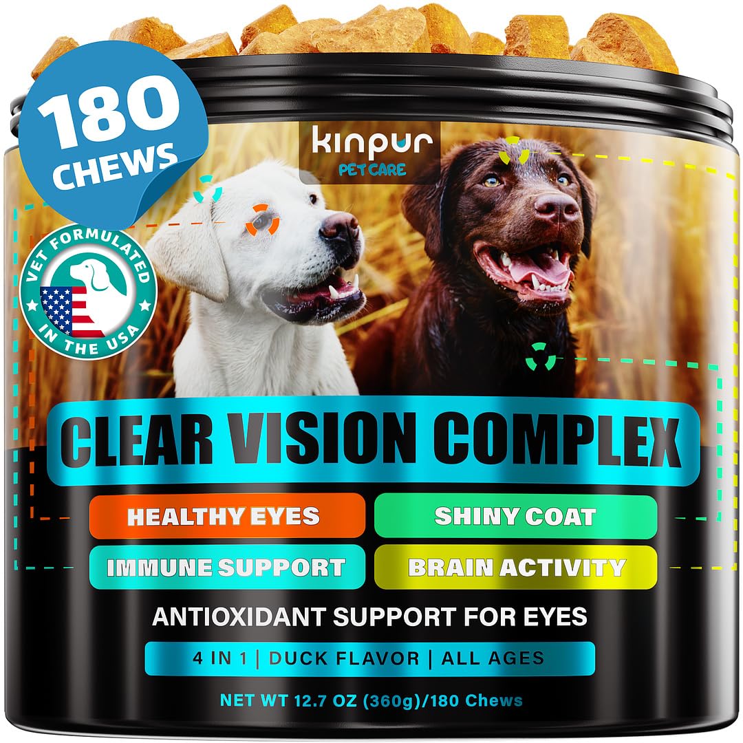 Kinpur Pet Care vitaminas para ojos para perros, botella con gominolas suaves que cuidan la vista