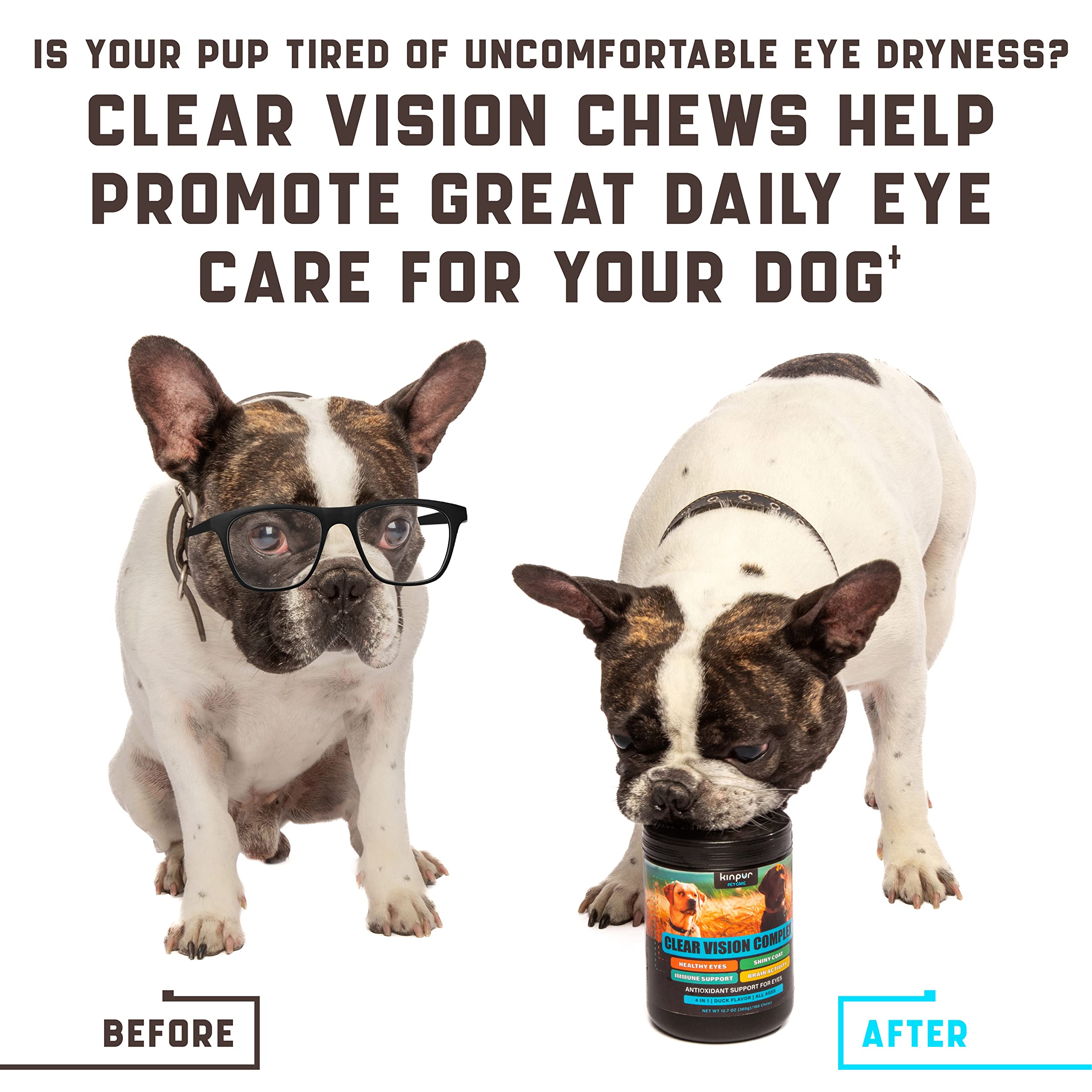 Kinpur Pet Care vitaminas para ojos, apoyo al pelaje brillante gracias al omega-3