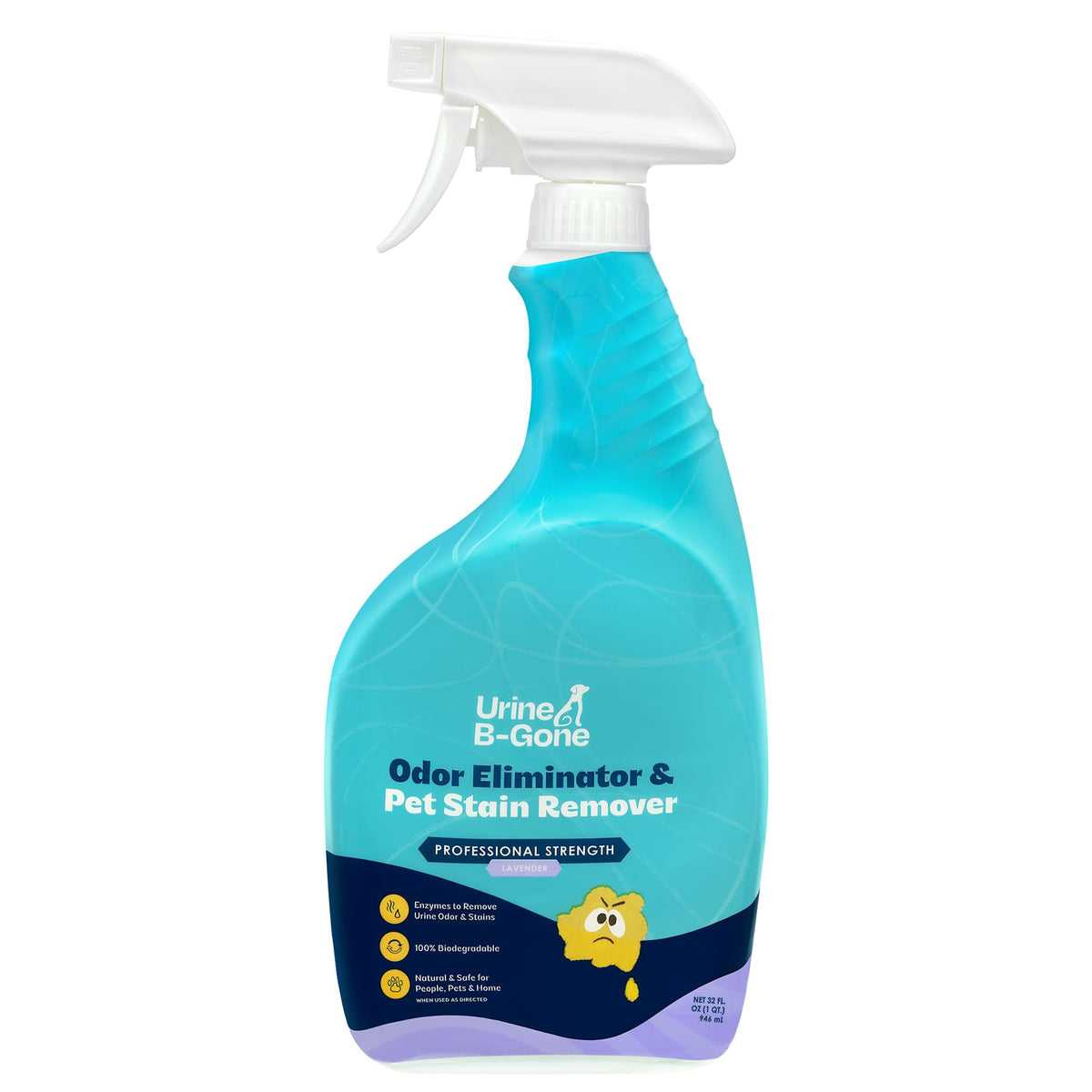 KINZUA ENVIRONMENTAL Urine B-Gone: botella lavanda y 32oz para una limpieza eficaz.