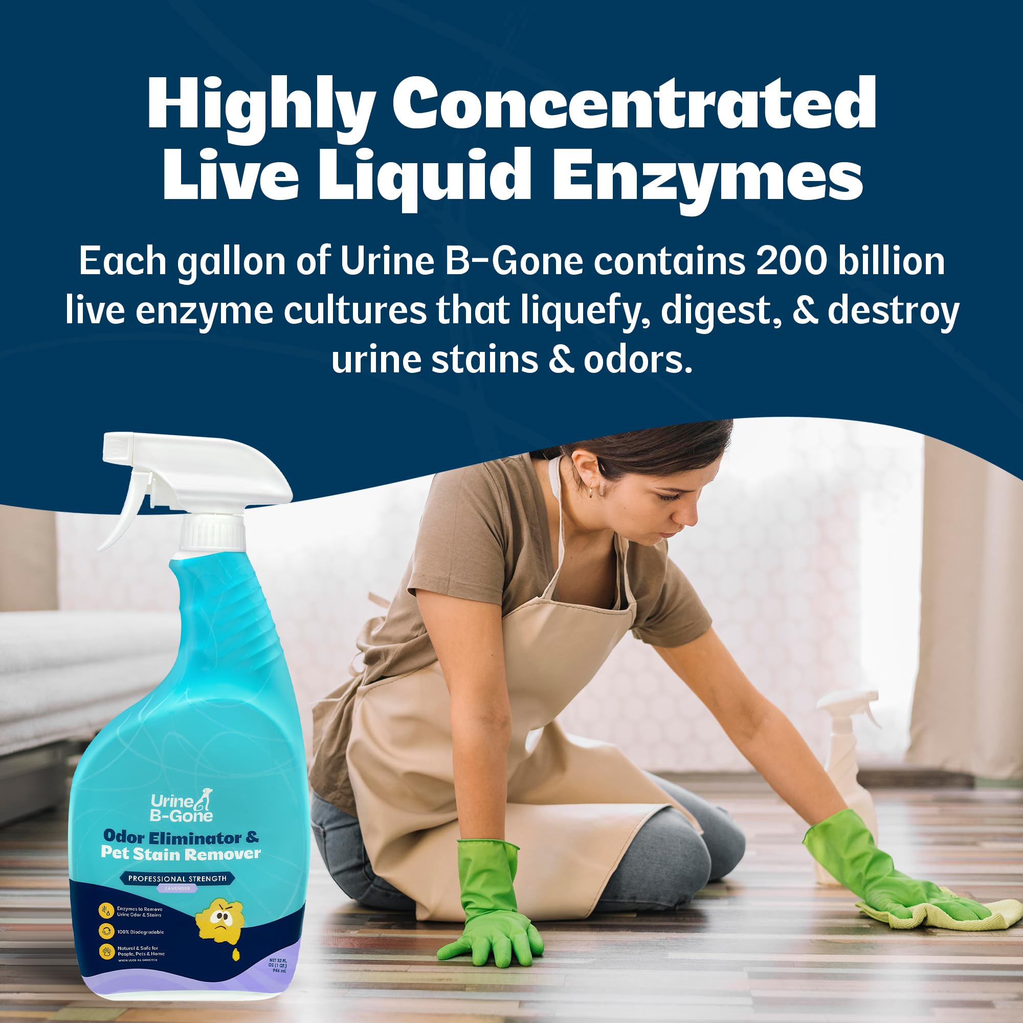 KINZUA ENVIRONMENTAL Urine B-Gone: aroma a lavanda que acompaña la limpieza y sensación de frescura.