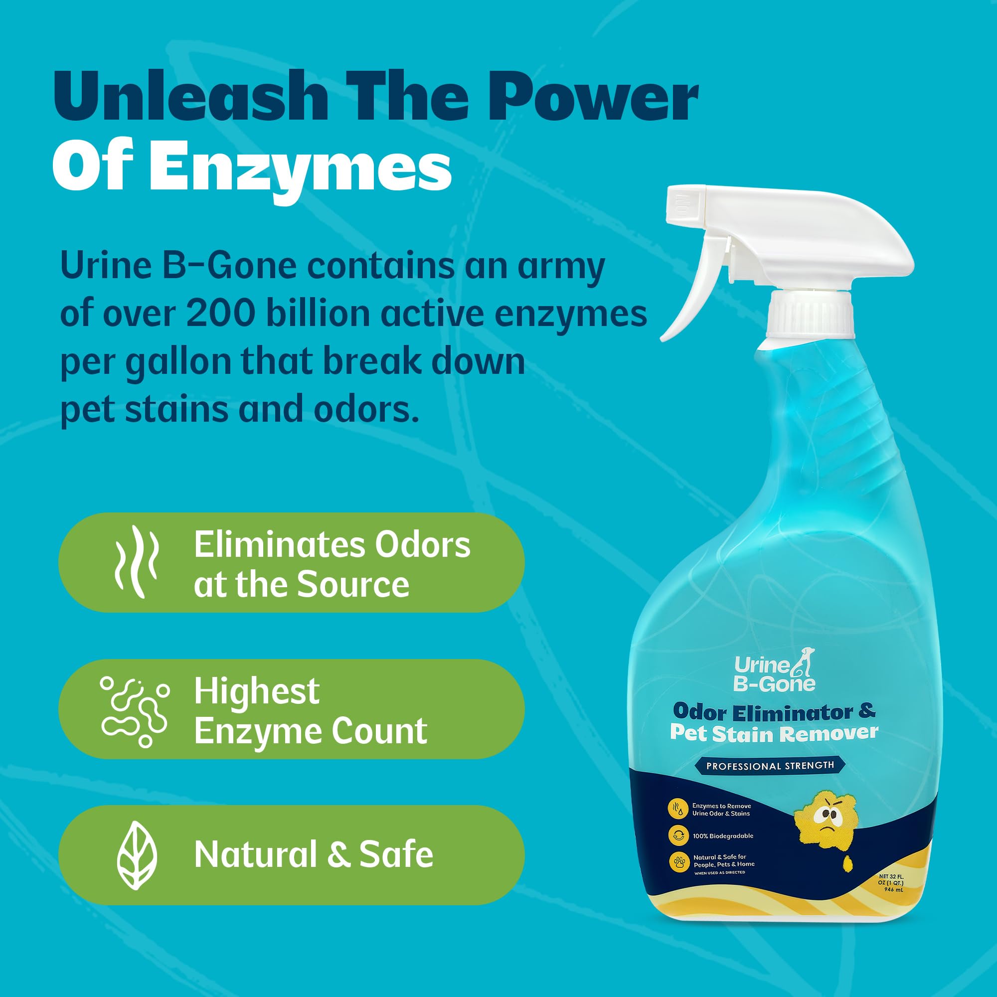 KINZUA URINE B-GONE, manchas-de-mascotas, elimina olores.