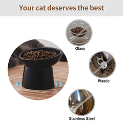 KITCHENLESTAR bol chat hauteur-confort 5 pouces pour manger sans gêner la barbe.