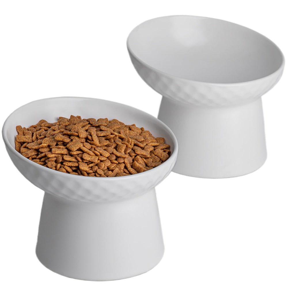 Tazones elevados de cerámica KITCHENLESTAR para gato, comodidad al comer.