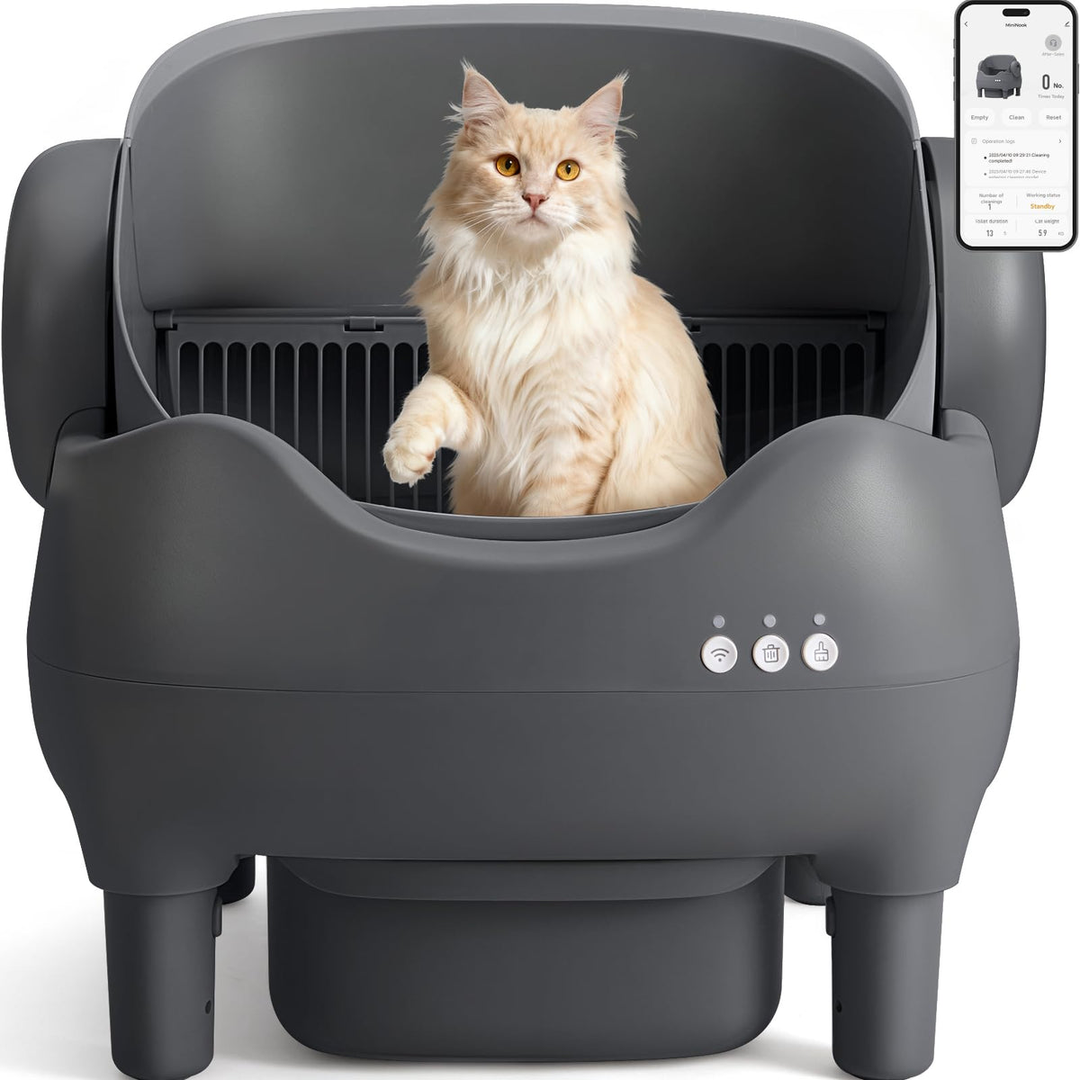 KITPLUS caja de arena para gatos con apertura abierta facilita la entrada y salida.
