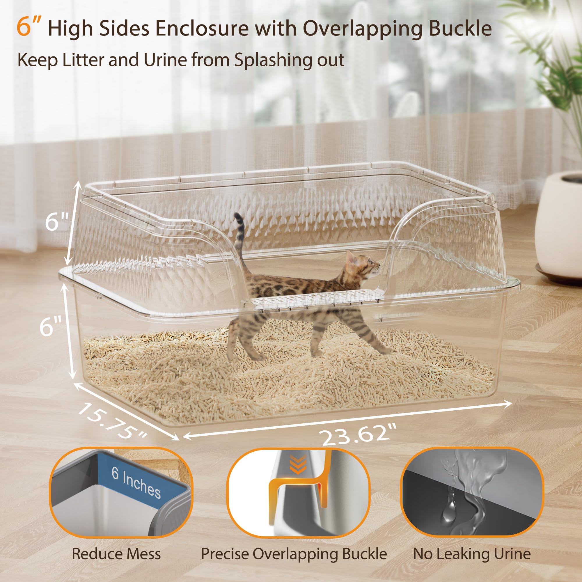 Kittenhood caja de arena acero inoxidable XXL con entrada lateral para gatos grandes.