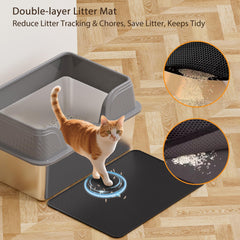 Kittenhood caja de arena acero inoxidable con estera panal para menos rastreo de arena.