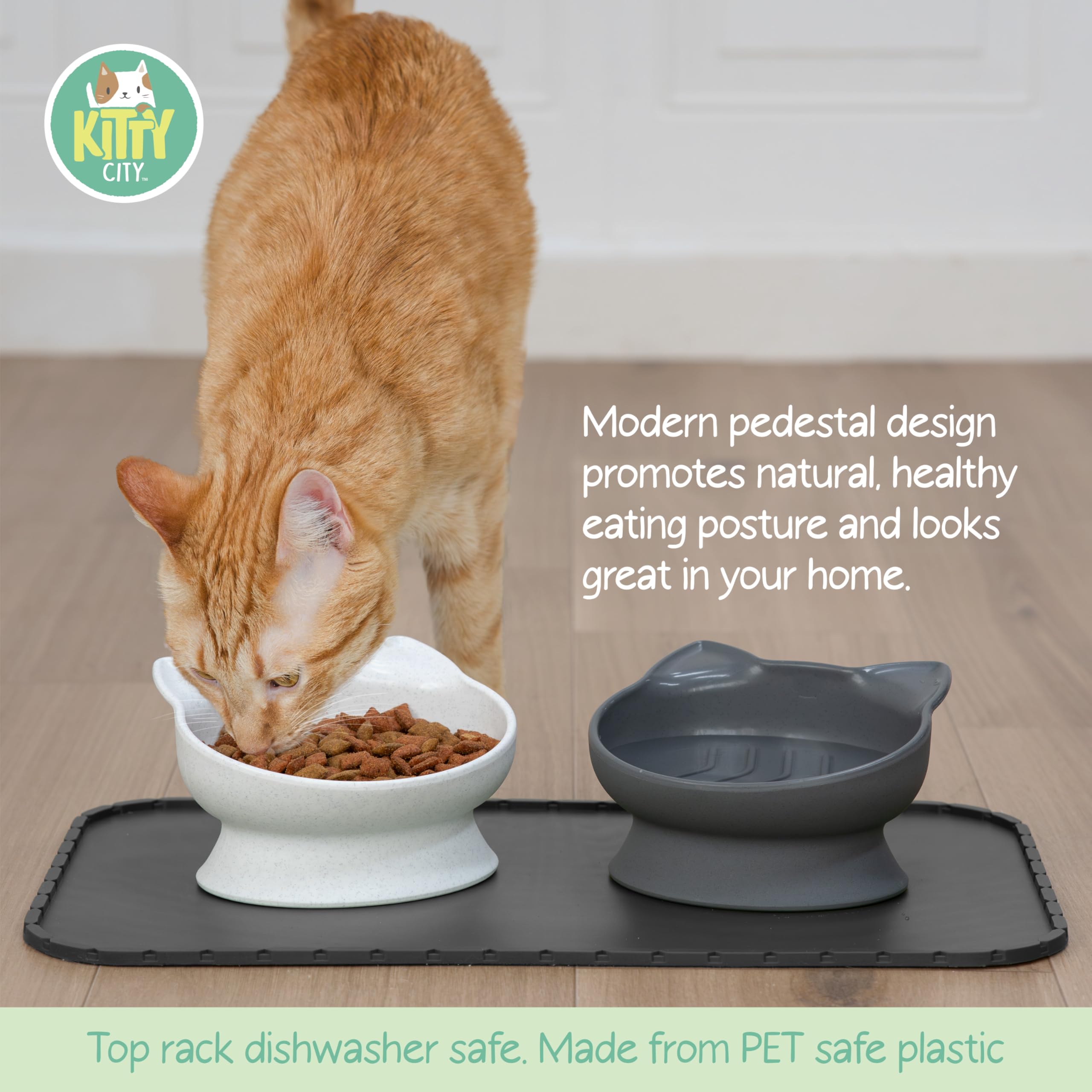 Kitty City: base antideslizante para tazones, evita derrames durante comidas activas.