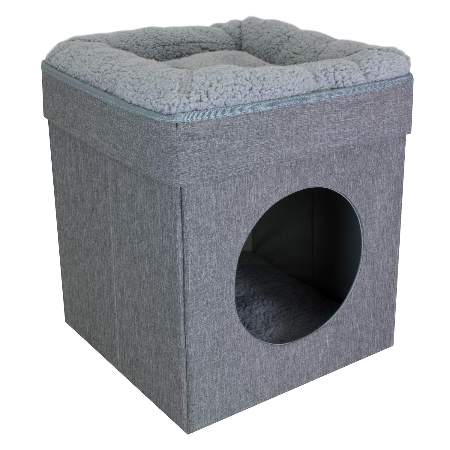 Kitty City: interior del cubo para refugio privado y cómodo.