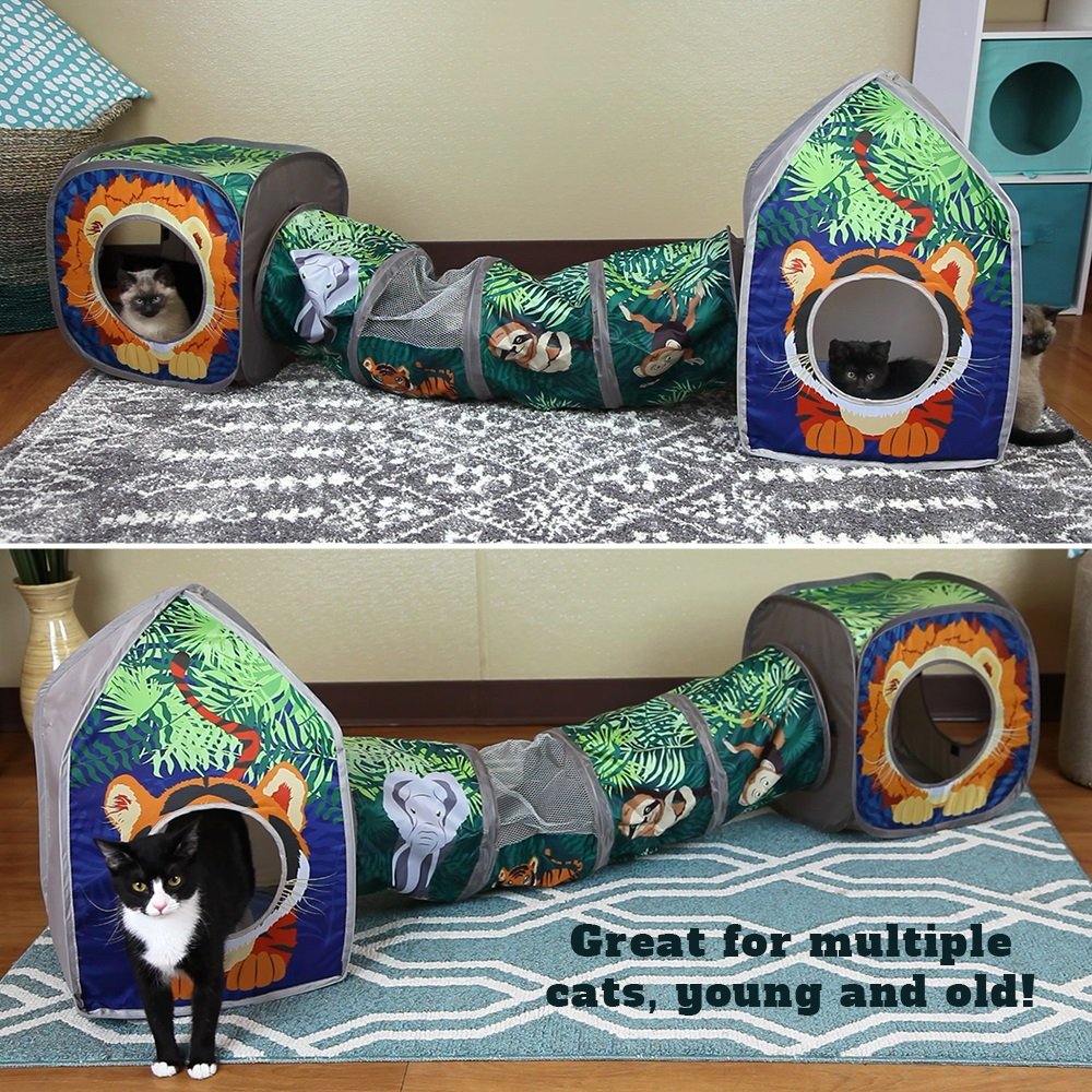 Kitty City Safari: área de juego jungla amplia, ideal para gatos activos.