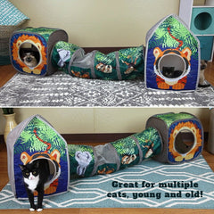Kitty City Safari: área de juego jungla amplia, ideal para gatos activos.