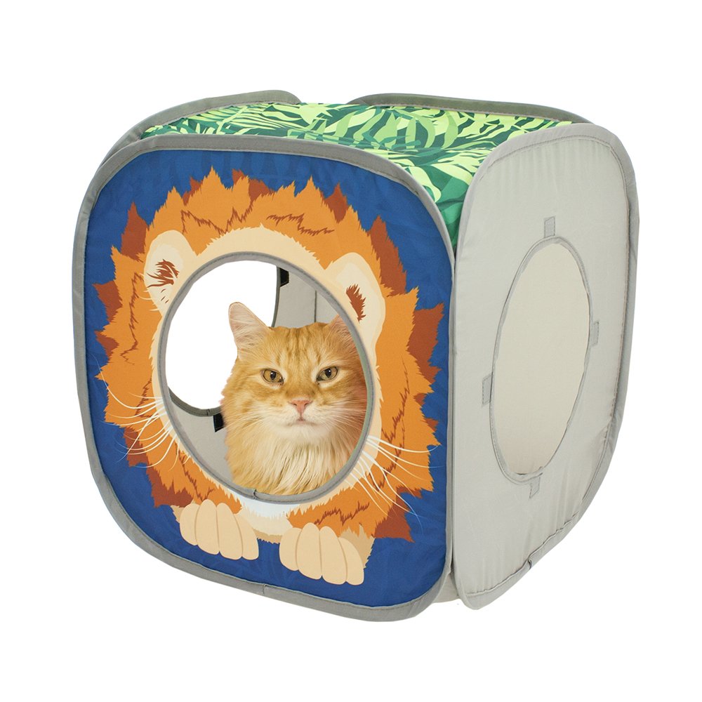 Kitty City Safari Jungle: cubo-gato-plegable para refugio cómodo en interiores.
