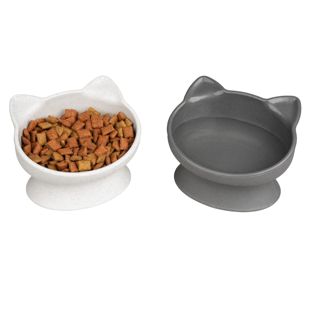 Kitty City tazones elevados para gatos en blanco favorecen una postura cómoda al comer