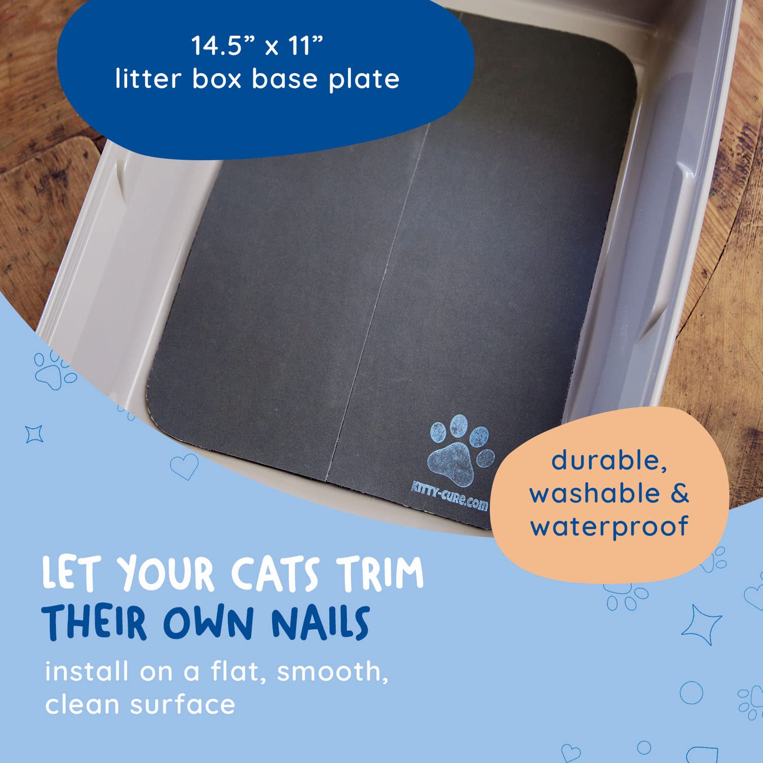 KITTY CURE: lima impermeable para garras, mantiene seca la zona de arena.