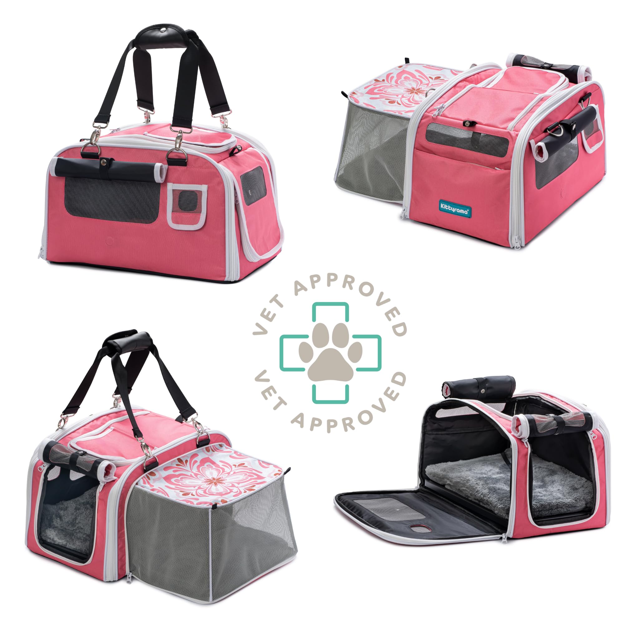 Kittyrama transportadora de gato, entrada lateral para facilitar manejo