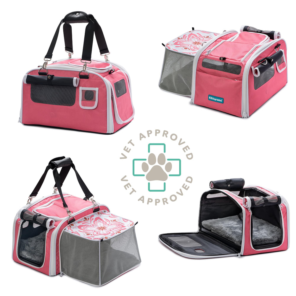 Kittyrama transportadora de gato, entrada lateral para facilitar manejo