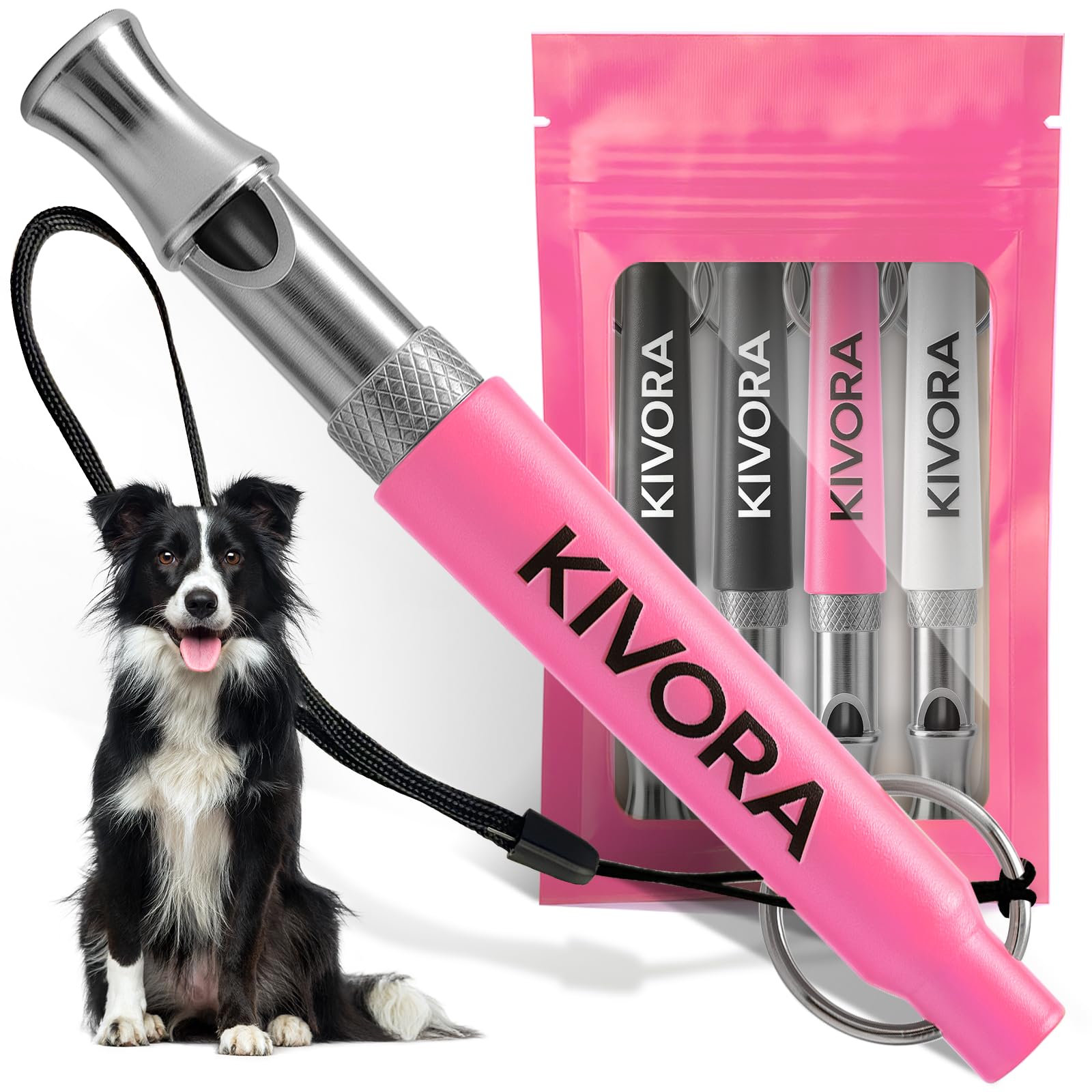 KIVORA silbato para perros 4-pack, ideal para entrenamiento y control del ladrido.