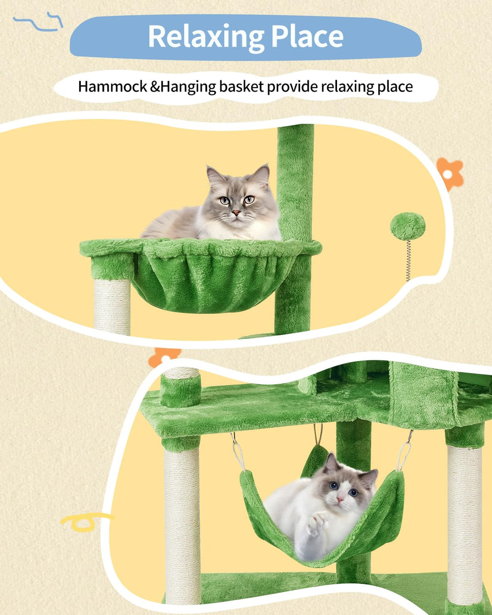 KIYUMI árbol para gatos con juguetes para gatitos, estimula juego y exploración.