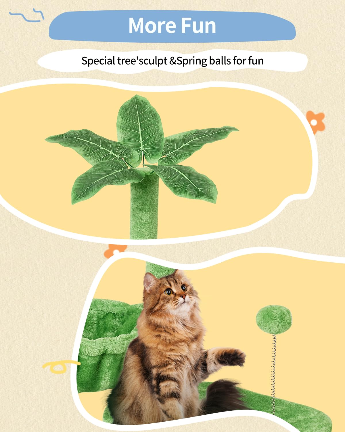 KIYUMI árbol de gatos de varios niveles, múltiples áreas para trepar.