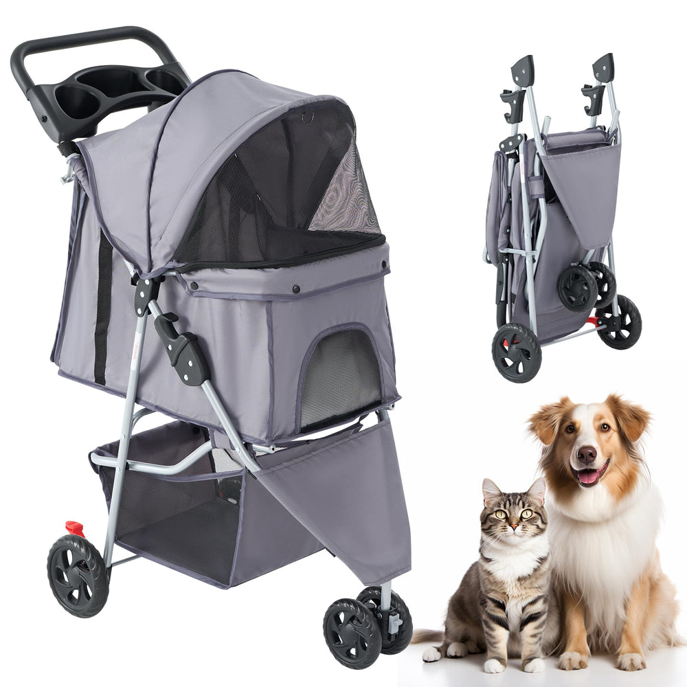 KMFurnila paseador de mascotas tres ruedas: seguro y estable para paseos