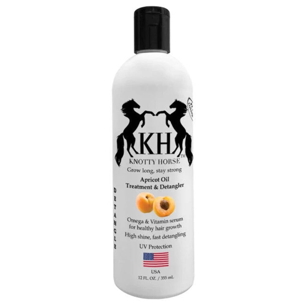 Knotty Horse Desenredante con Aceite de Albaricoque, botella de 12 oz, desenreda y suaviza