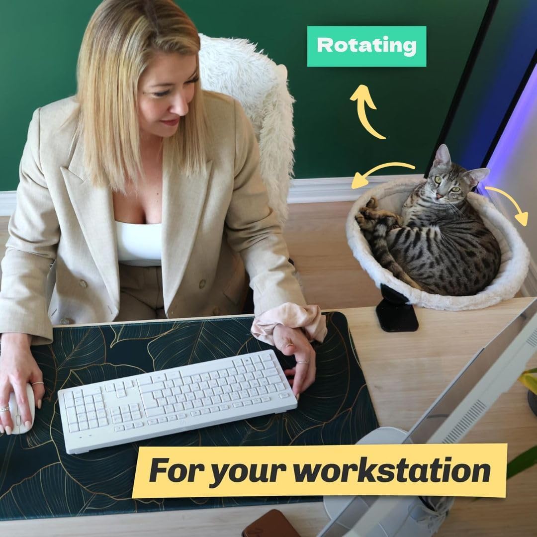 Kobuddy cama para gatos en escritorio, sujeción estable para seguridad.