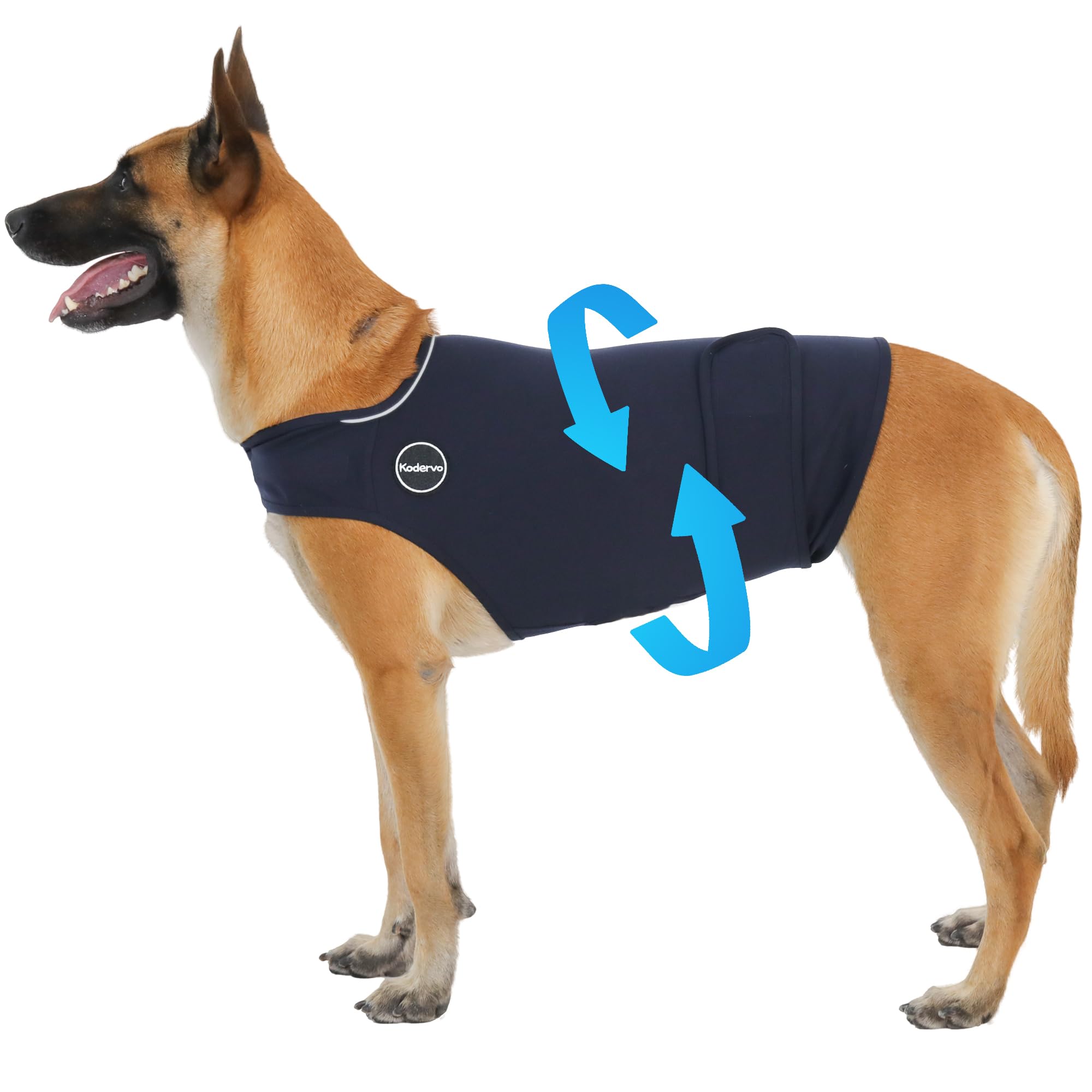Kodervo chaleco ansiedad para perros con cierre velcro doble y ajuste seguro.