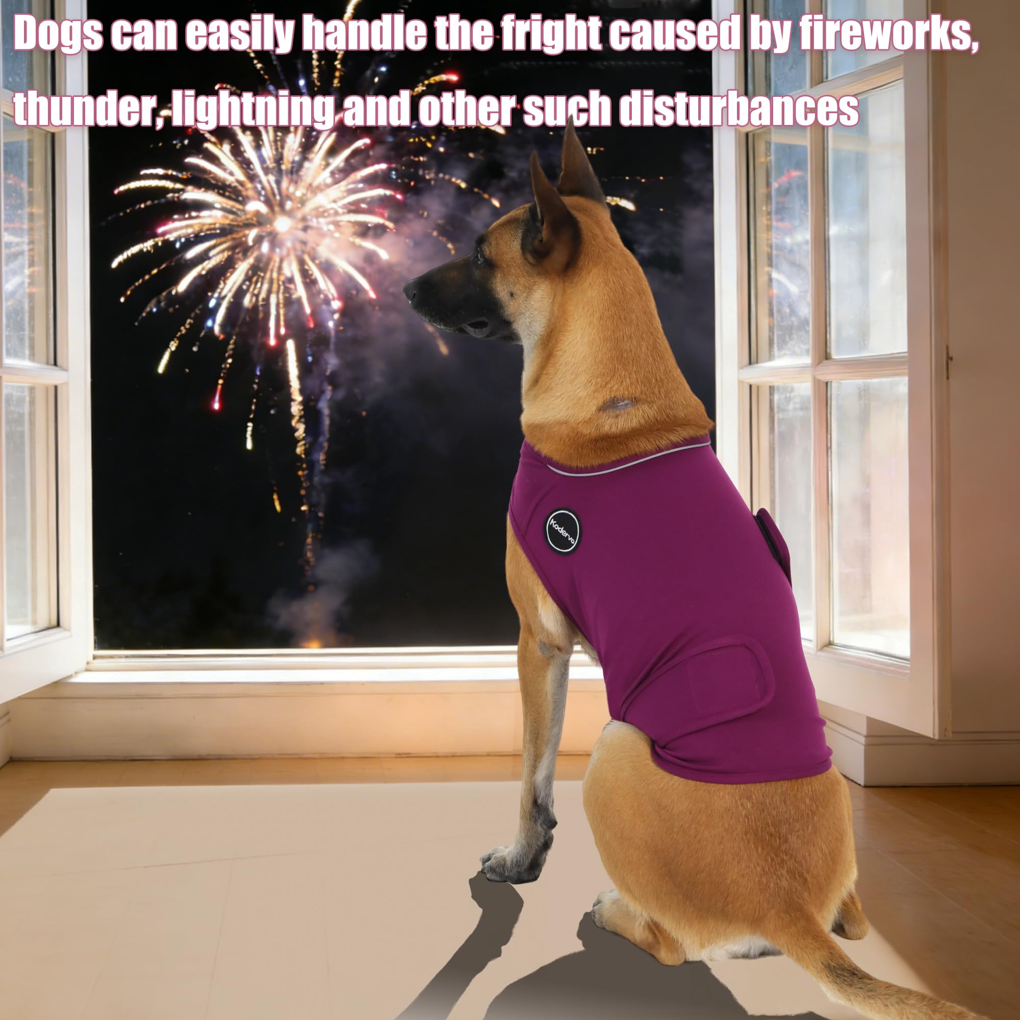 Kodervo chaleco ansiedad para perros, ideal durante tormentas y fuegos artificiales para mayor calma.
