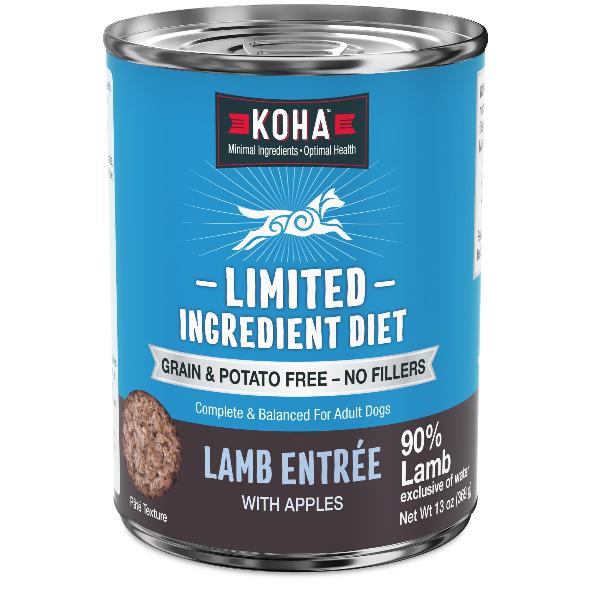koha cordero en lata entrada 13oz: alimento húmedo sabroso para perros con estómago sensible